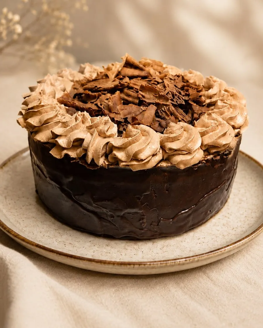 Torta Chocotorta entera de Practitortas en Villa Carlos Paz, con chocolate en rama y bordes espatulados