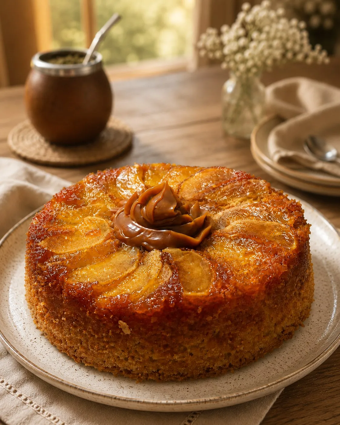 Torta Invertida de Frutas entera de Practitortas en Villa Carlos Paz, con manzana caramelizada